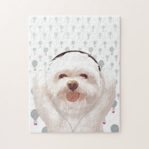 Quebra-cabeça Smile Dog ouvindo música com fone de ouvido