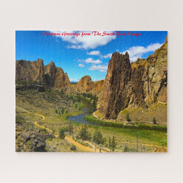 Quebra-cabeça Smith Rock Oregon. Saudações de Natal (Horizontal)
