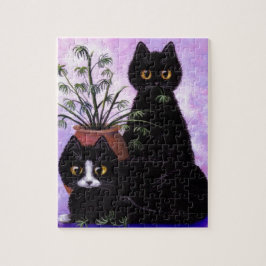 Quebra-cabeça Smoking preto Creationarts dos gatos engraçados