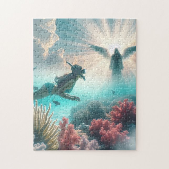 Quebra-cabeça Snorkeler localiza um anjo (Vertical)