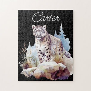 Quebra-cabeça Snow Leopard Winter Mountain Personalizada