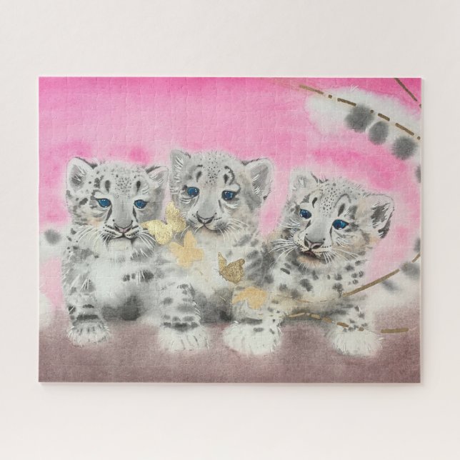 Quebra-cabeça Snow Leopards and Golden Butterflies  (Horizontal)