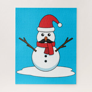 Quebra-cabeça Snowman engraçado com bigode e papagaio