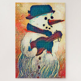 Quebra-cabeça Snowman Guitar Winter Holiday