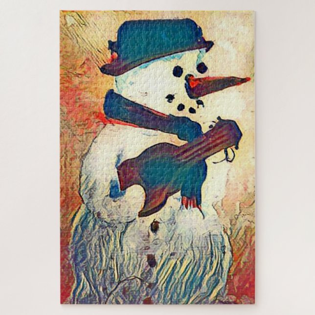 Quebra-cabeça Snowman Guitar Winter Holiday (Vertical)