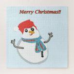 Quebra-cabeça Snowman. Merry Christmas.<br><div class="desc">Alegria do natal em seu lar. Boneco de neve fofo.</div>