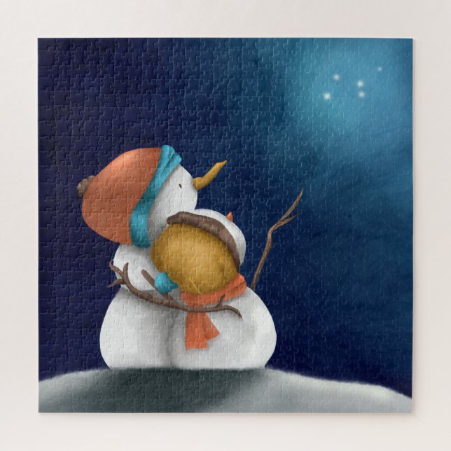 Quebra-cabeça Snowmen Loving Casal Anniversário de Natal (Vertical)