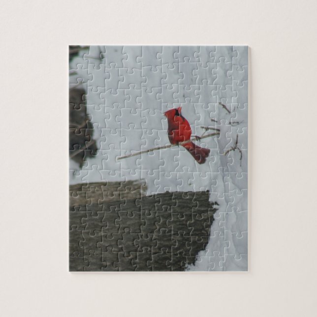Quebra-cabeça Snowy Cardinal Perch (Vertical)