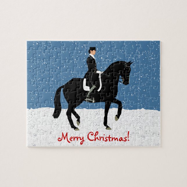 Quebra-cabeça Snowy Dressage Horse Christmas (Horizontal)