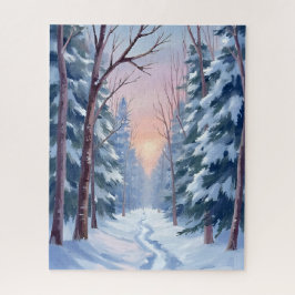 Quebra-cabeça Snowy Escape | Winter Forest Watercolor Painting