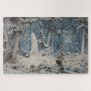 Quebra-cabeça Snowy Forest in Winter (por Andreas Achenbach)