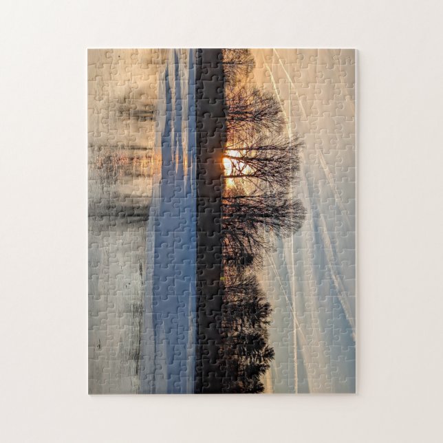 Quebra-cabeça Snowy Winter Sunrise (Vertical)