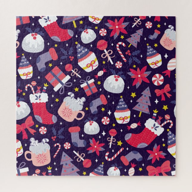 Quebra-cabeça Sobremesas de Natal, padrão antigo estrelado. (Vertical)