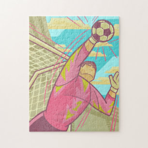 Quebra-cabeça Soccer Goalie Goalkeeper Keeper Retro Illustration