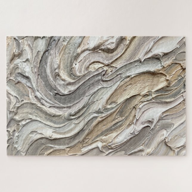 Quebra-cabeça Soft Layers – Neutral Abstract Texture Art (Horizontal)
