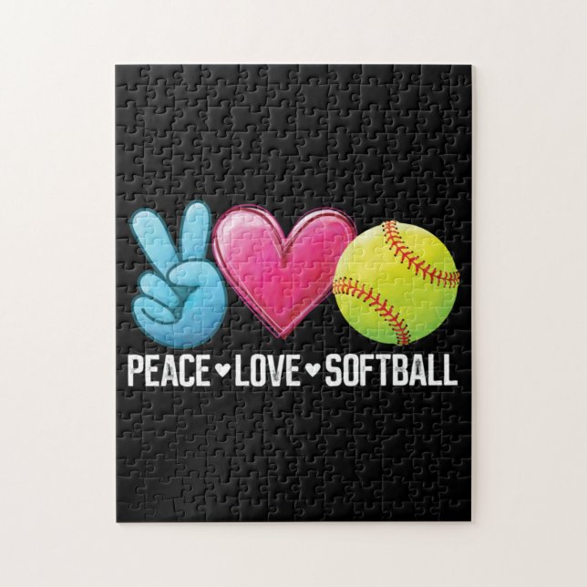 Quebra-cabeça Softball Peace Love (Vertical)