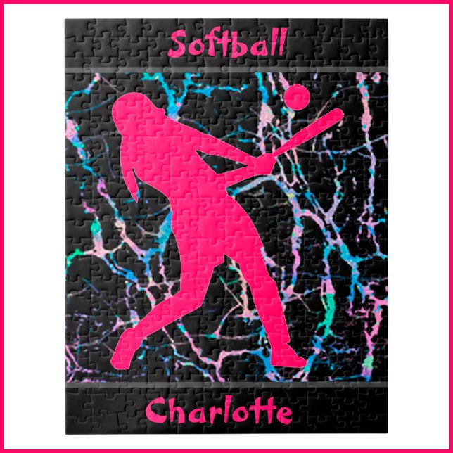 Quebra-cabeça Softbol Rosa / Preto / Prata (Criador carregado)