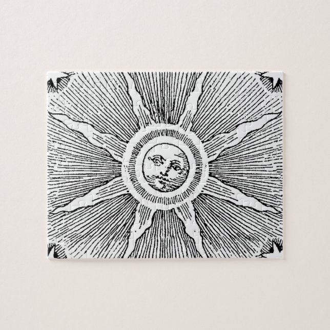 Quebra-cabeça Sol Estrelas Antigo Céu Noturno Zodíaco Medieval (Horizontal)