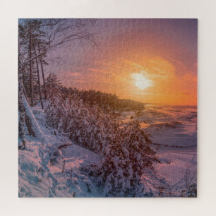 Quebra-cabeça Sol sobre a costa da neve