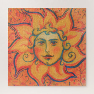 Quebra-cabeça Sol sorridente, Arte Fantasia Fairytale, Amarelo L