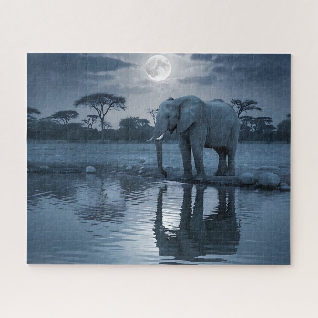 Quebra-cabeça Solitude da meia-noite do elefante (Horizontal)