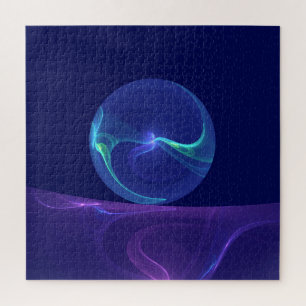 Quebra-cabeça Sonho Abstrato de Arte Fractal Roxo Azul Luminoso