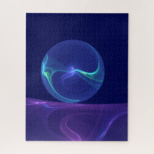 Quebra-cabeça Sonho Abstrato de Arte Fractal Roxo Azul Luminoso (Vertical)