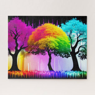 Quebra-cabeça Sonho de Floresta Arco-Íris Neon Maiestosa