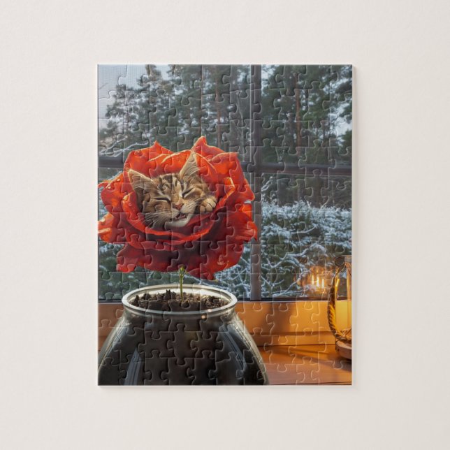 Quebra-cabeça Sonho de Gato Rosa  (Vertical)