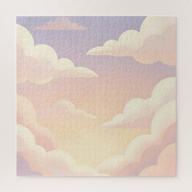 Quebra-cabeça Sonho de Nuvens Pastéis Suaves Céu Rosa Lavanda (Vertical)