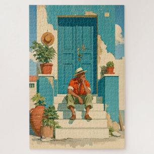 Quebra-cabeça Sonho de Porta Azul Mediterrâneo
