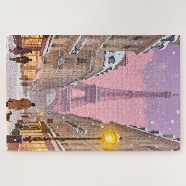 Quebra-cabeça Sonhos de Paris Nevado Cidade de Inverno (Horizontal)