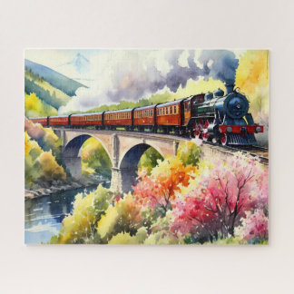 Quebra-cabeça Sonhos de Trem a Vapor Arte em Aquarela de Paisage