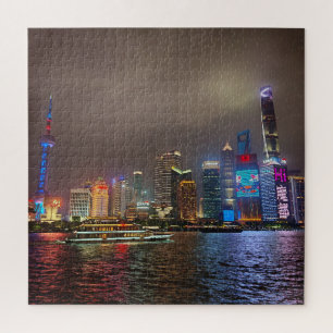 Quebra-cabeça Sonhos Elétricos - Futurística Shanghai Skyline, A