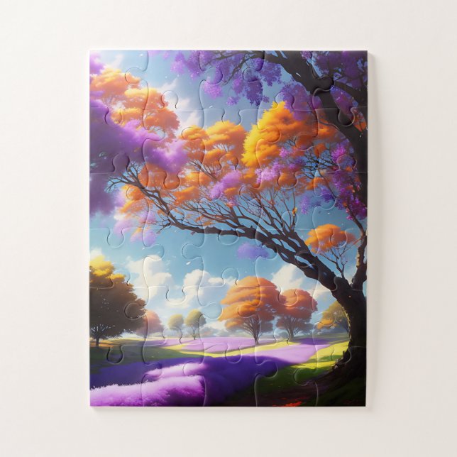 Quebra-cabeça **"Sonhos Lavandas Sob Os Céus De Jacaranda"** (Vertical)