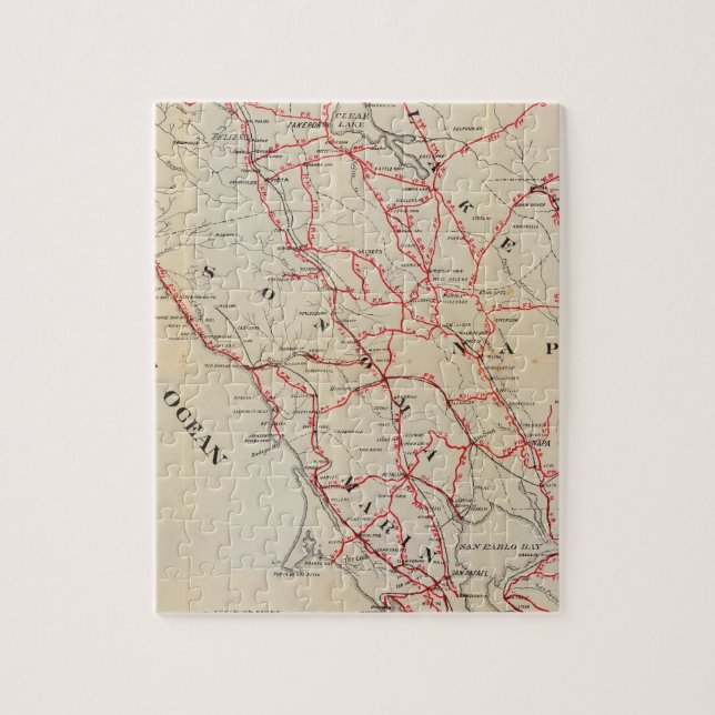 Quebra-cabeça Sonoma, Marin, Lake e condados Napa (Vertical)