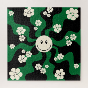 Quebra-cabeça Sorria - Verde, Creme e Preto