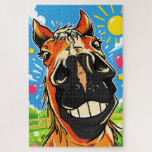 Sorriso Engraçado de Cavalo Desenho Animado Arte d
