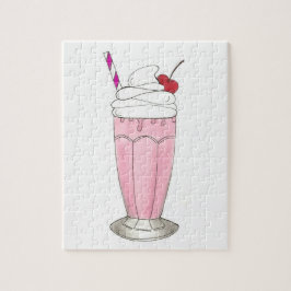 Quebra-cabeça Sorvete Comprar Morango Rosa Milkshake Foodie