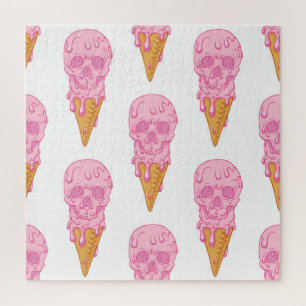 Quebra-cabeça Sorvete de crânio rosa, padrão perfeito.