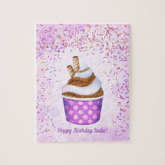 Quebra-cabeça Sorvete Soft Serve Personalizado de Aniversário (Vertical)