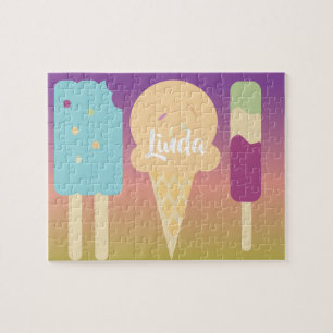 Quebra-cabeça Sorvete Verão Ombre Arco-íris Colorido Arte Infant