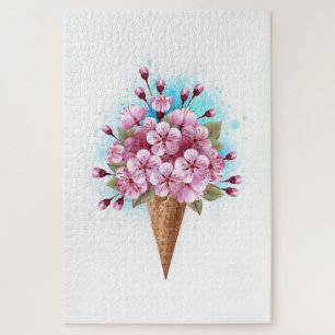 Quebra-cabeça Sorvete Waffle Rosa Sakura Cone