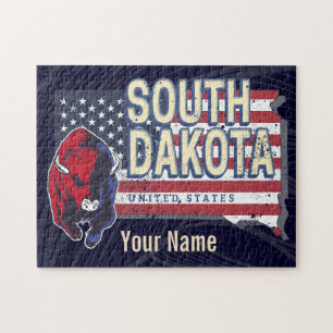 Quebra-cabeça South Dakota Estados Unidos Retro State Map Vintag
