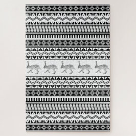 Quebra-cabeça Southwest Black and White Rabbit Geometric Pattern