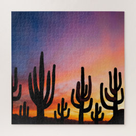 Quebra-cabeça Southwestern Desert Landscape Cactus Sunrise Image