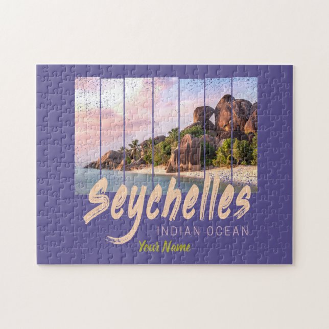 Quebra-cabeça Souvenir do pôr do sol do Oceano Índico Seicheles (Horizontal)