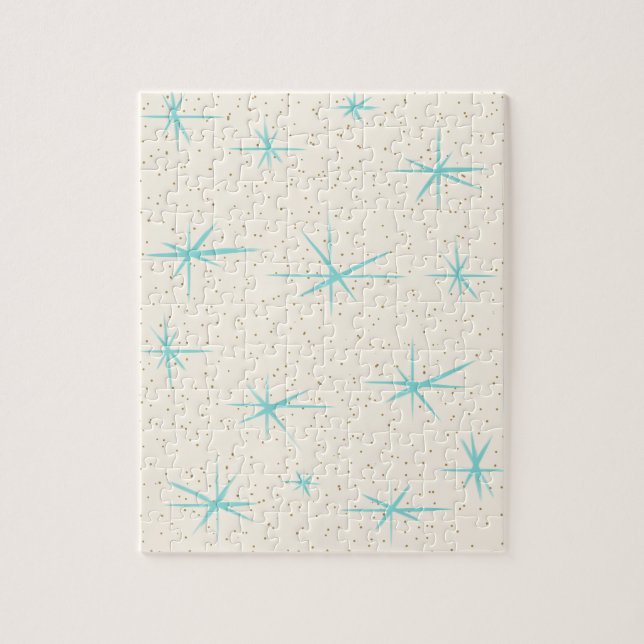 Quebra-cabeça Space Age Turquoise Starbursts Puzzle (Vertical)
