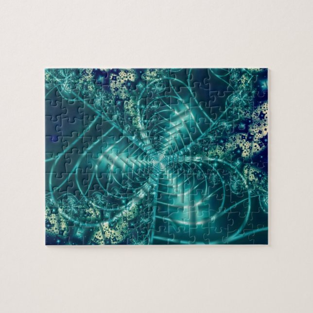 Quebra-cabeça Space | Blue and White Fractal Art (Horizontal)