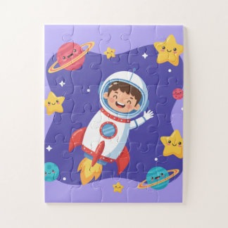 Quebra-cabeça Space Explorer Kids Puzzle | Cute Astronaut & Plan